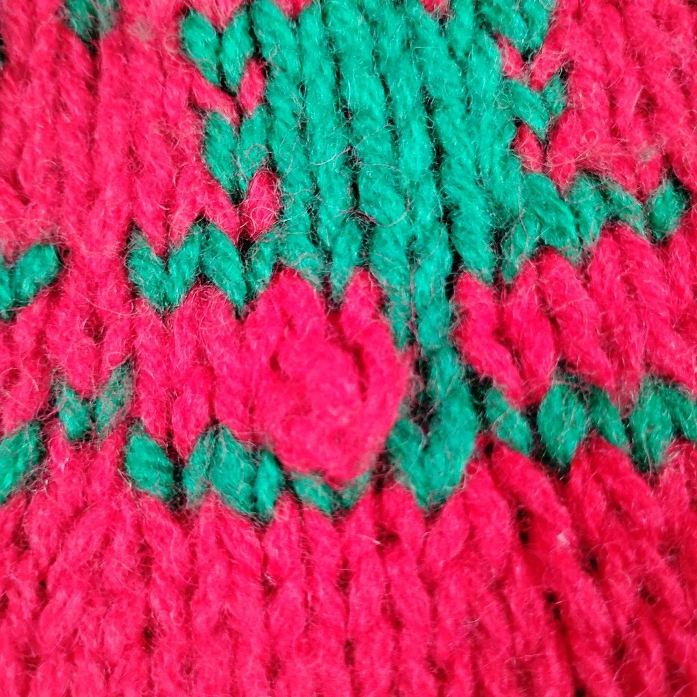 John Ashford Mens‎ Red Shetland Wool Handknitted Fair Isle Snowflake Sweater M